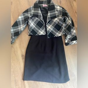 Eliza J Womens Dress Blazer Combo Size Medium Black White Plaid